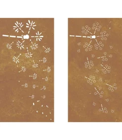 New Wanddecoratie tuin 2 st bloemenontwerp 105x55 cm cortenstaal Decoratie