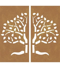 vidaXL Wanddecoratie tuin 2 st boomontwerp 105x55 cm cortenstaal
