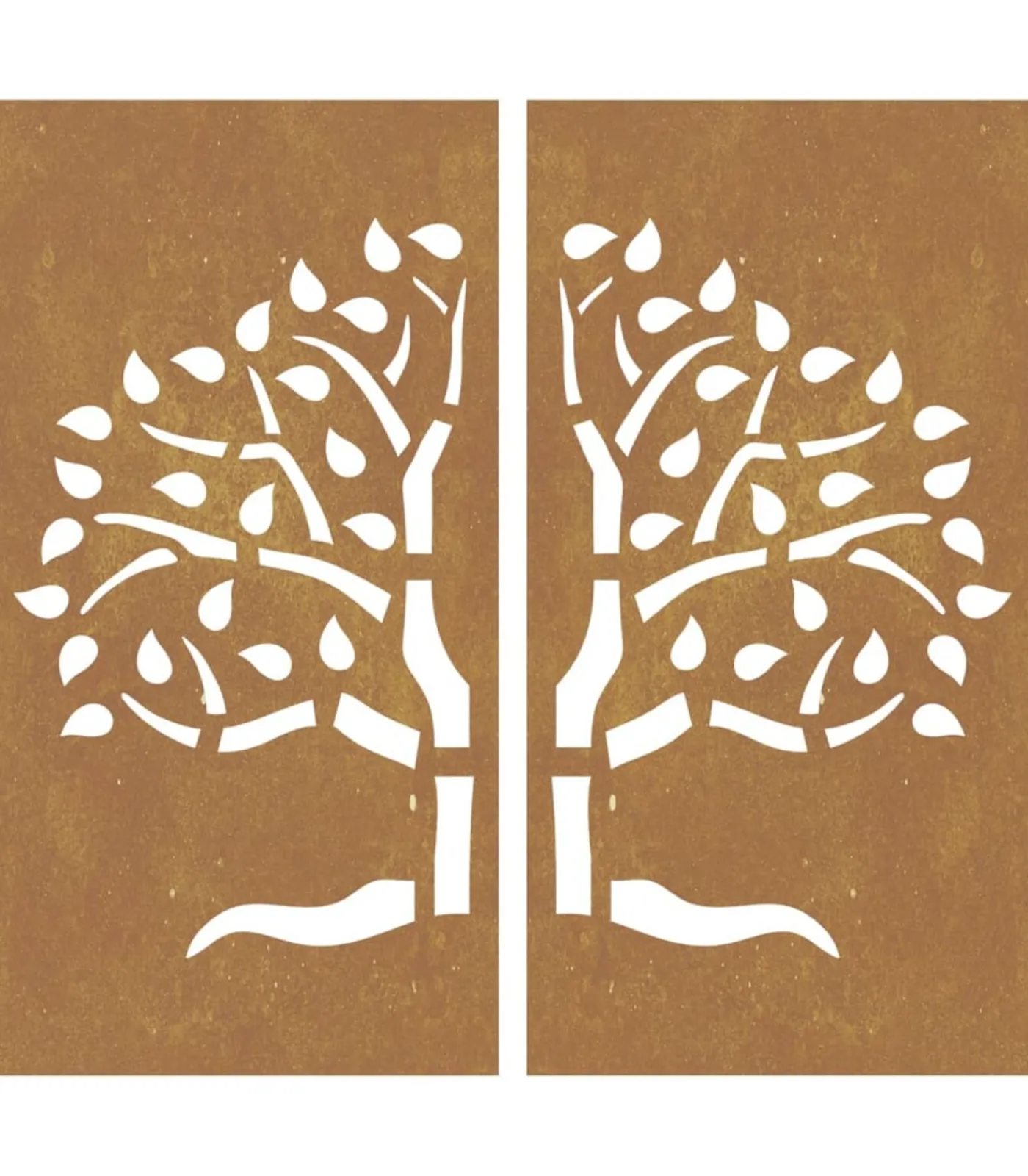 vidaXL Wanddecoratie tuin 2 st boomontwerp 105x55 cm cortenstaal