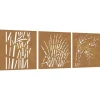vidaXL Wanddecoratie tuin 3 st grasontwerp 55x55 cm cortenstaal