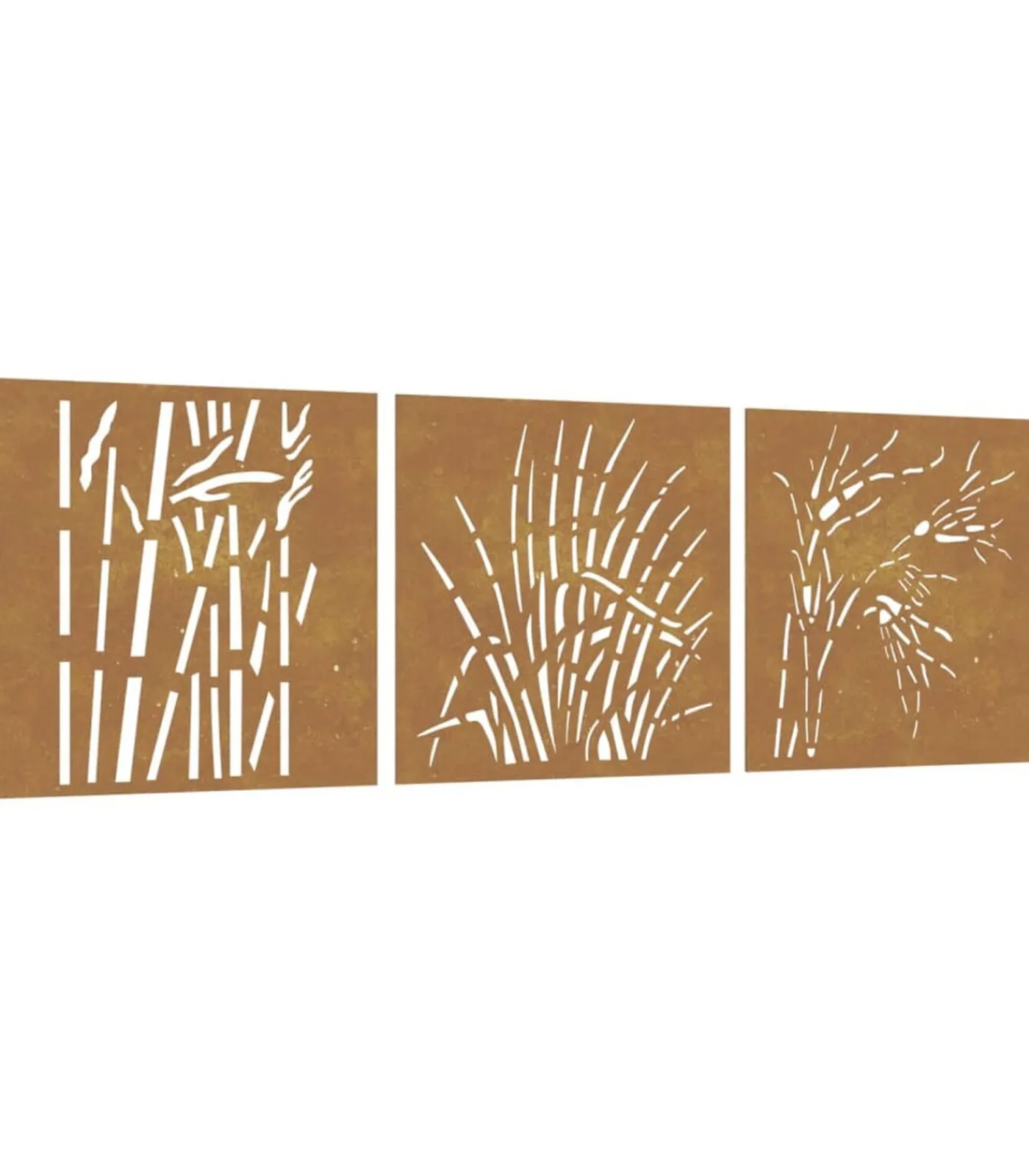 vidaXL Wanddecoratie tuin 3 st grasontwerp 55x55 cm cortenstaal