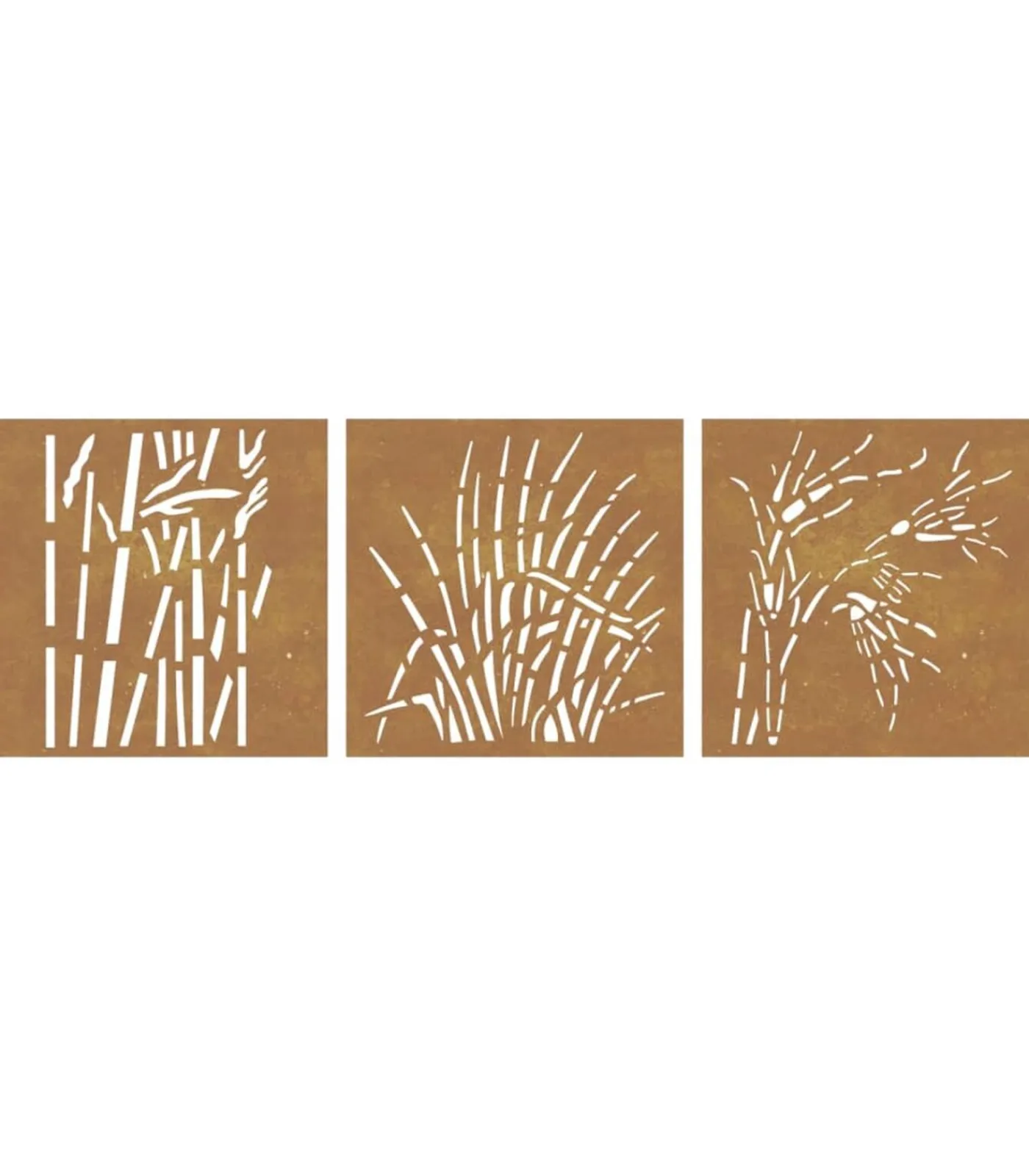 vidaXL Wanddecoratie tuin 3 st grasontwerp 55x55 cm cortenstaal