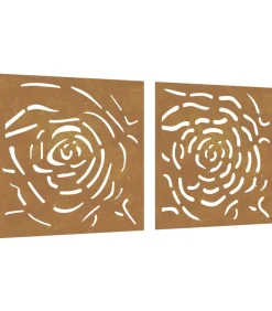 Discount Wanddecoratie tuin 2 st rozenontwerp 55x55 cm cortenstaal Decoratie