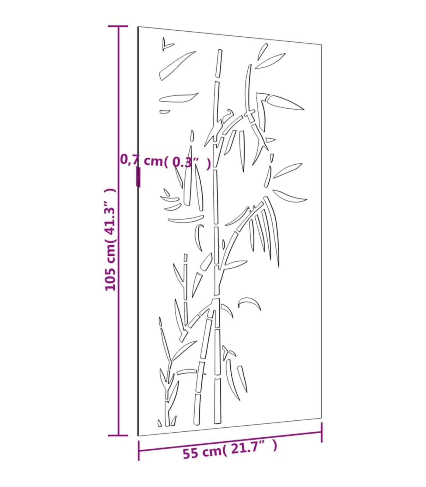 vidaXL Wanddecoratie tuin bamboe-ontwerp 105x55 cm cortenstaal