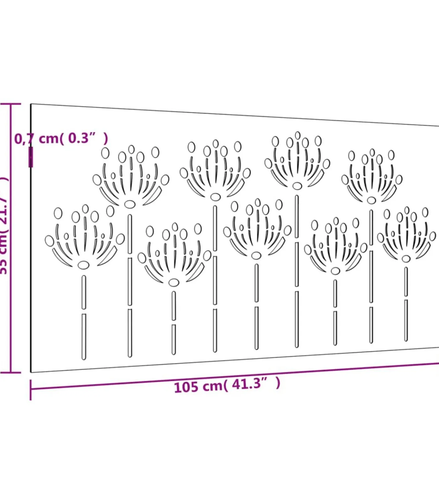 New Wanddecoratie tuin bloemenontwerp 105x55 cm cortenstaal Decoratie