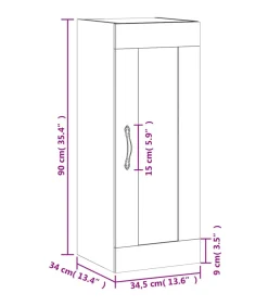 vidaXL Wandkast 34,5x34x90 cm bewerkt hout bruin eikenkleur