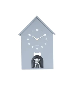 Outlet Wandklok Dog House - Grijs - 24.9x9x27cm Klokken