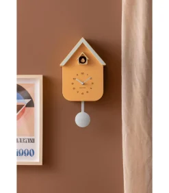 Karlsson Wandklok Dupla Color Cuckoo - Geel - 21.5x21.5x41.5cm