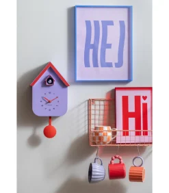 Hot Wandklok Dupla Color Cuckoo - Paars - 21.5x21.5x41.5cm Klokken