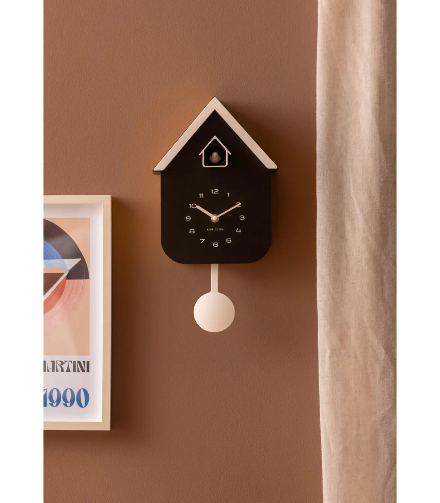 New Wandklok Dupla Color Cuckoo - Zwart - 21.5x21.5x41.5cm Klokken