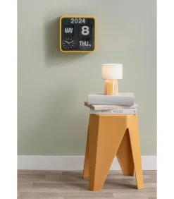 Karlsson Wandklok Mini Flip - Okergeel - 10x24x24cm