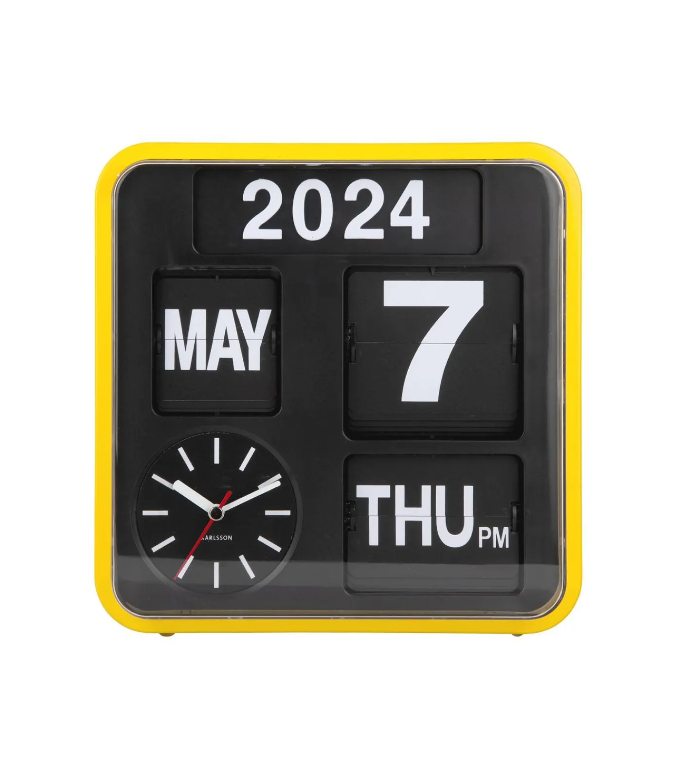 Karlsson Wandklok Mini Flip - Okergeel - 10x24x24cm