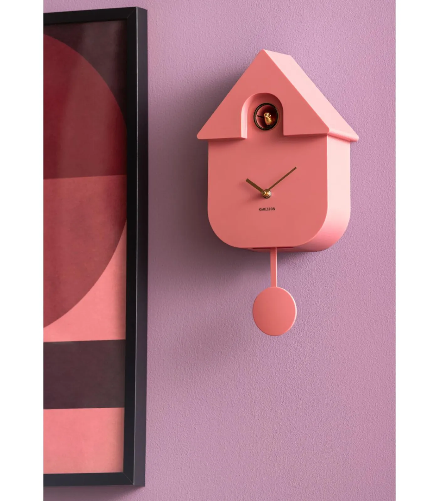 Wandklok Modern Cuckoo Oro - Roze - 21.5x8.5x41cm Klokken