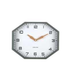 Outlet Wandklok Modern Factory Octagon - Groen - 32x32x26cm Klokken
