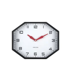 Karlsson Wandklok Modern Factory Octagon - Zwart - 32x32x26cm