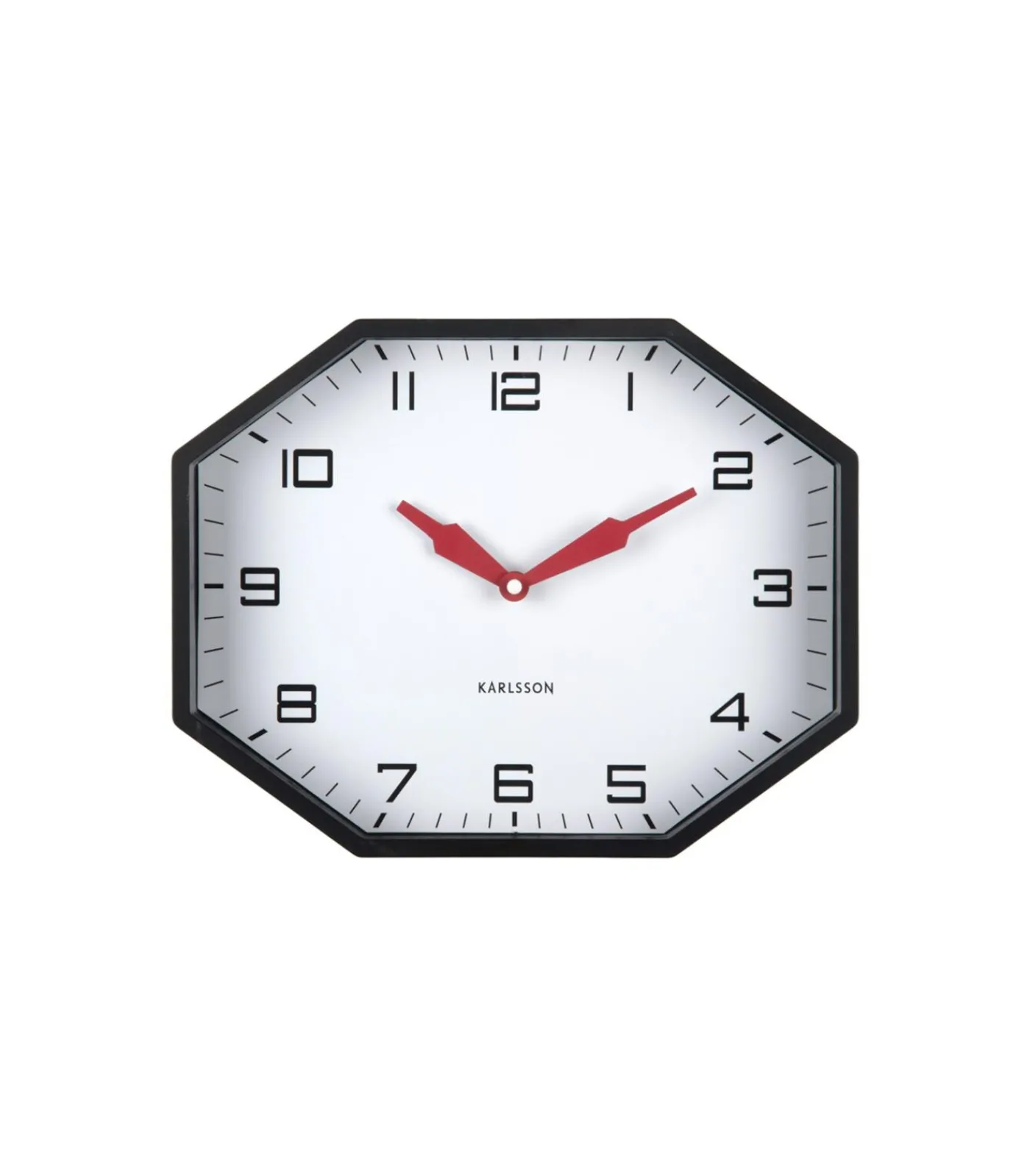 Karlsson Wandklok Modern Factory Octagon - Zwart - 32x32x26cm