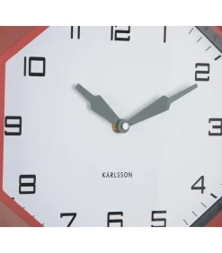 Best Wandklok Modern Factory Octagon - Rood - 32x32x26cm Klokken