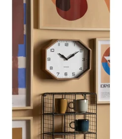 New Wandklok Modern Factory Octagon - Bruin - 32x32x26cm Klokken