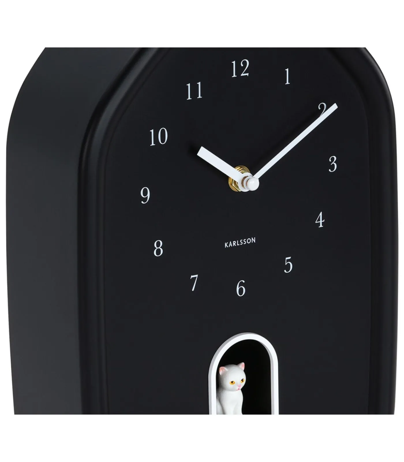Karlsson Wandklok Modern Kitty - Zwart - 29.1x20x29.1cm