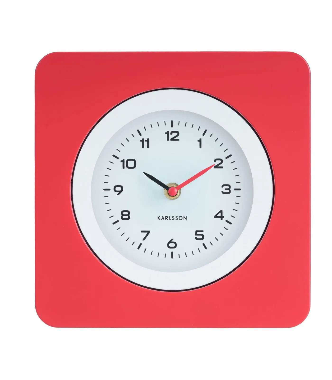 Wandklok New Vintage - Helderrood - 4.4x22x22cm Klokken