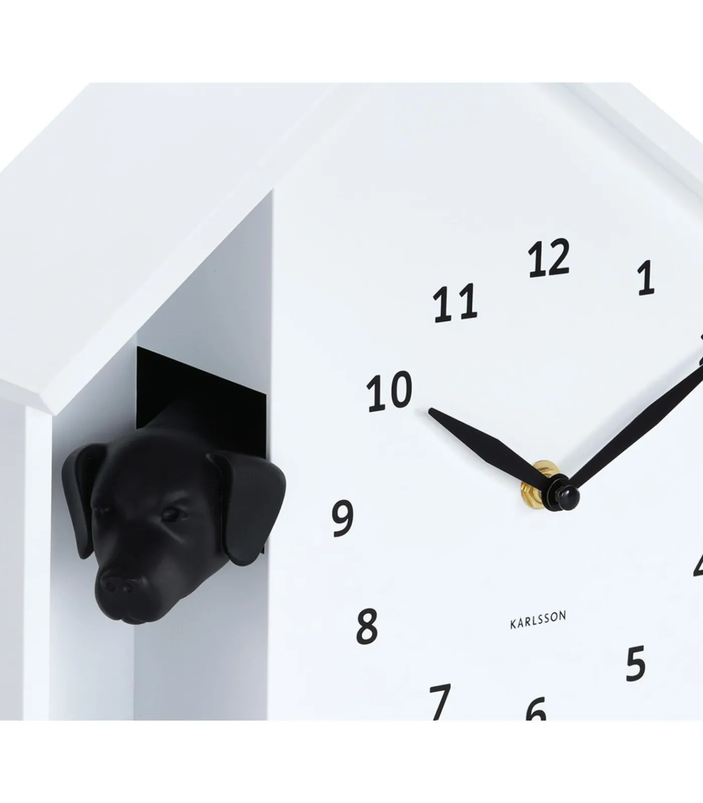 Clearance Wandklok Peeking Doggy - Wit - 24.9x24.9x27cm Klokken