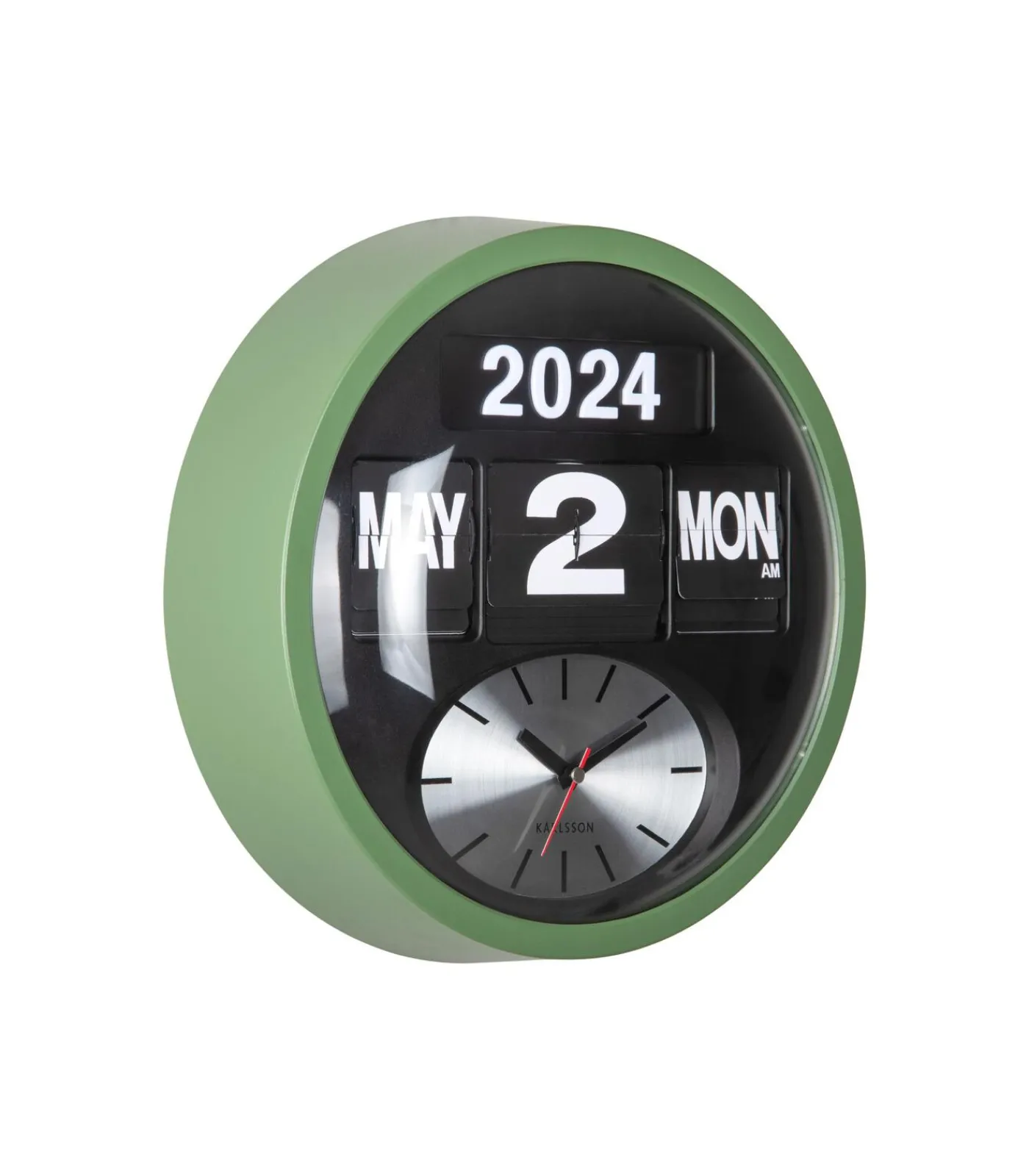 Karlsson Wandklok Round Flip - Jungle groen - 11x32.6x32.6cm