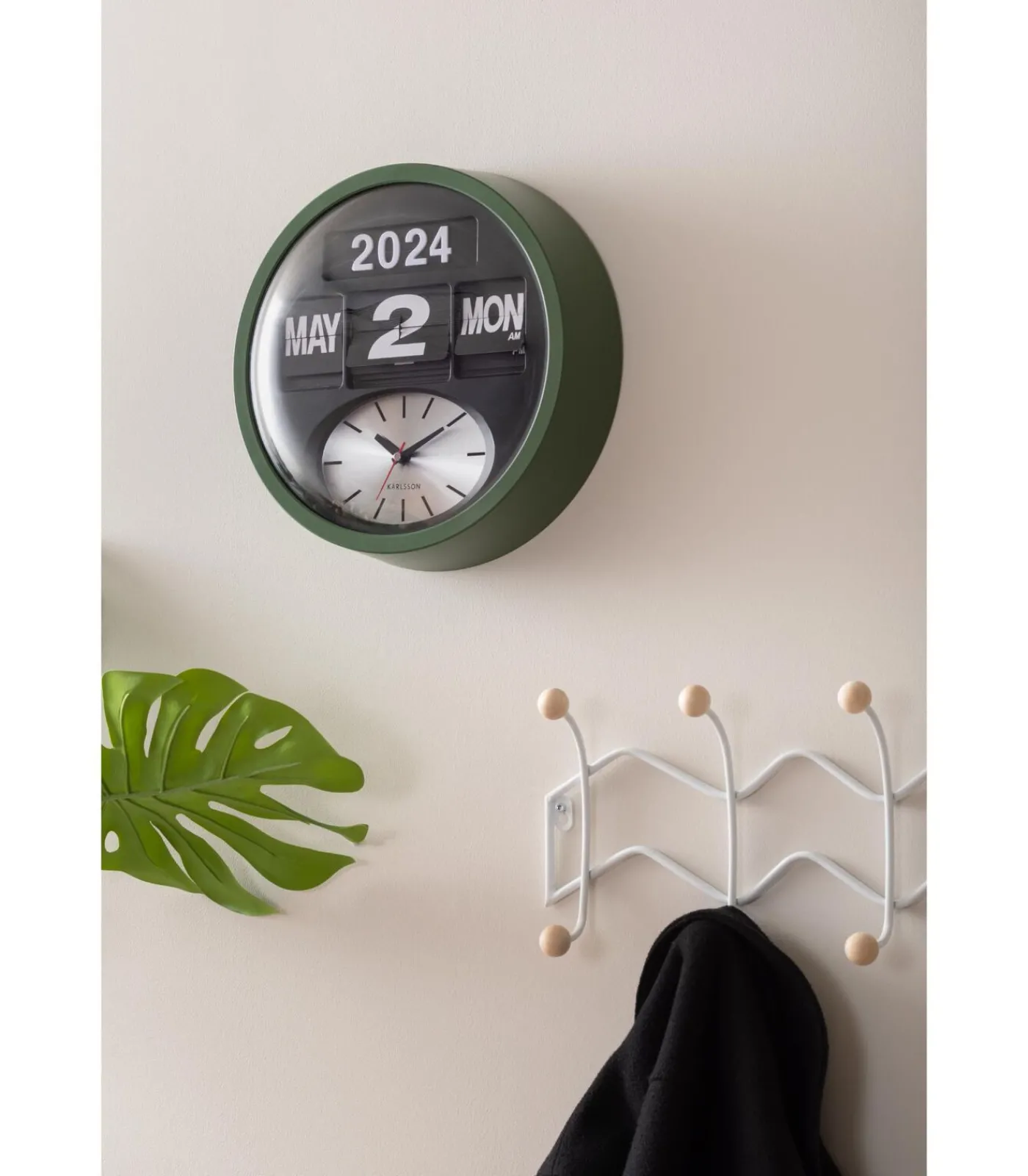 Karlsson Wandklok Round Flip - Jungle groen - 11x32.6x32.6cm