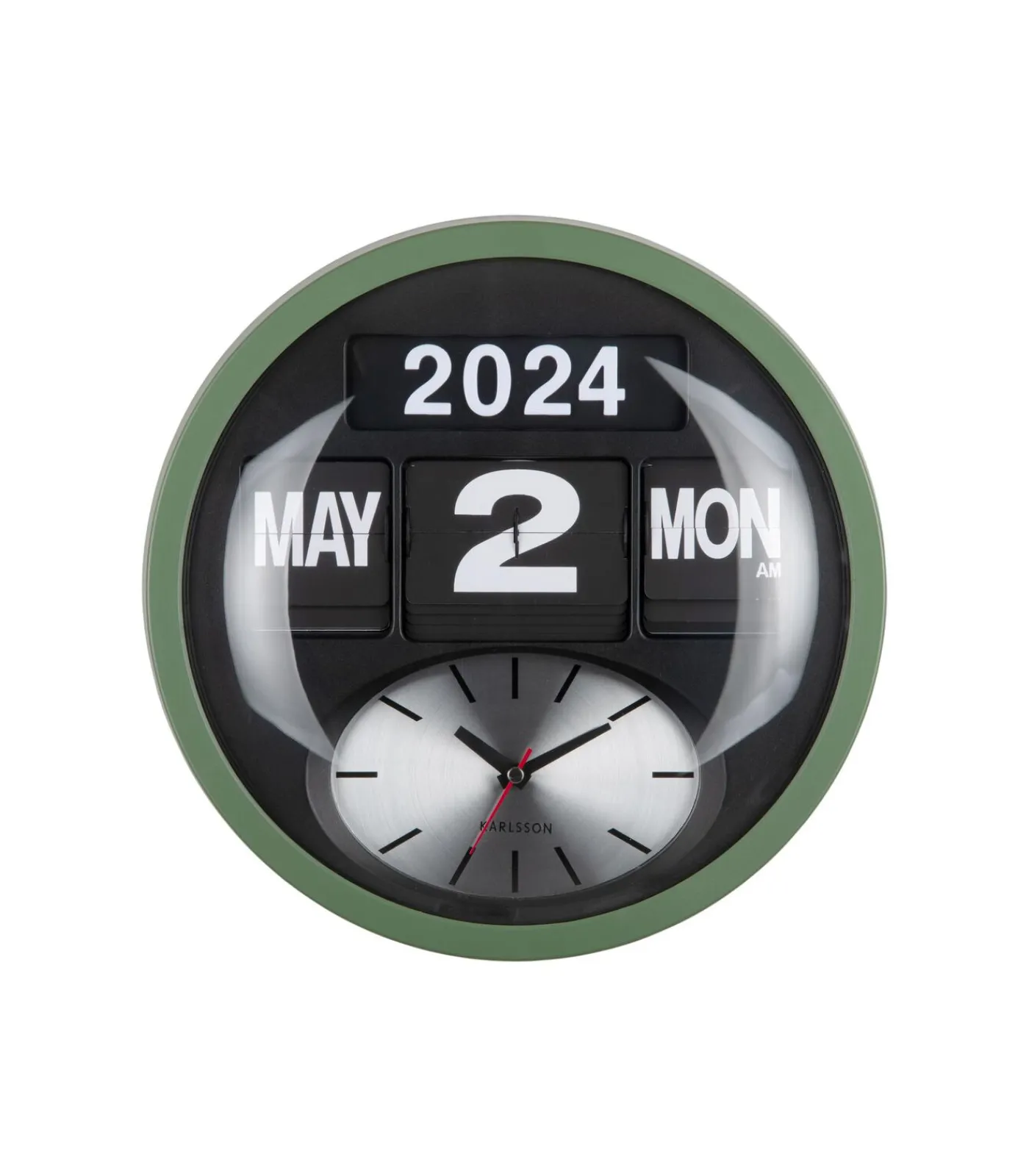 Karlsson Wandklok Round Flip - Jungle groen - 11x32.6x32.6cm