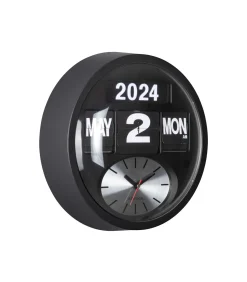 Karlsson Wandklok Round Flip - Mat zwart - 11x32.6x32.6cm