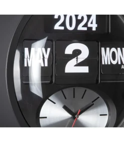 Karlsson Wandklok Round Flip - Mat zwart - 11x32.6x32.6cm