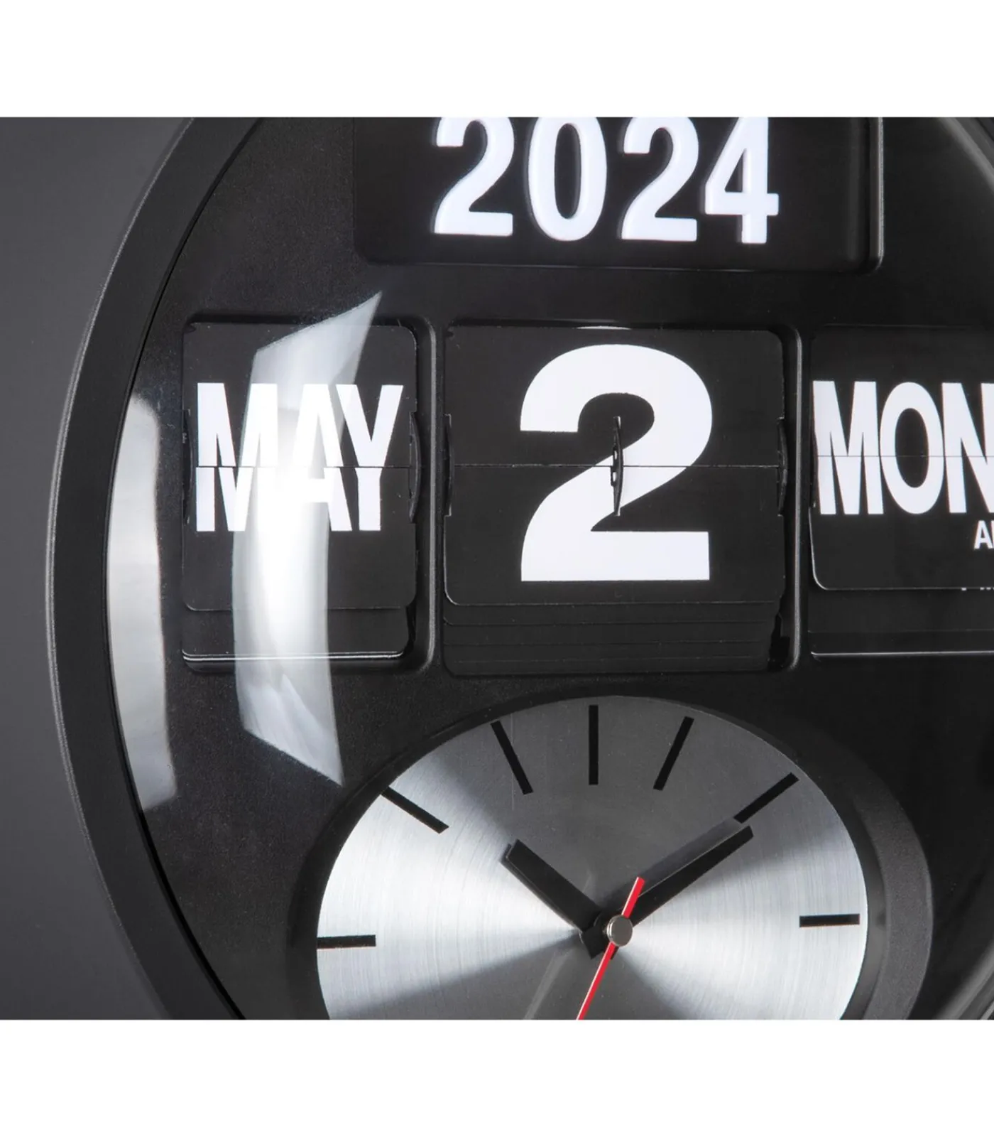 Karlsson Wandklok Round Flip - Mat zwart - 11x32.6x32.6cm