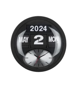 Karlsson Wandklok Round Flip - Mat zwart - 11x32.6x32.6cm