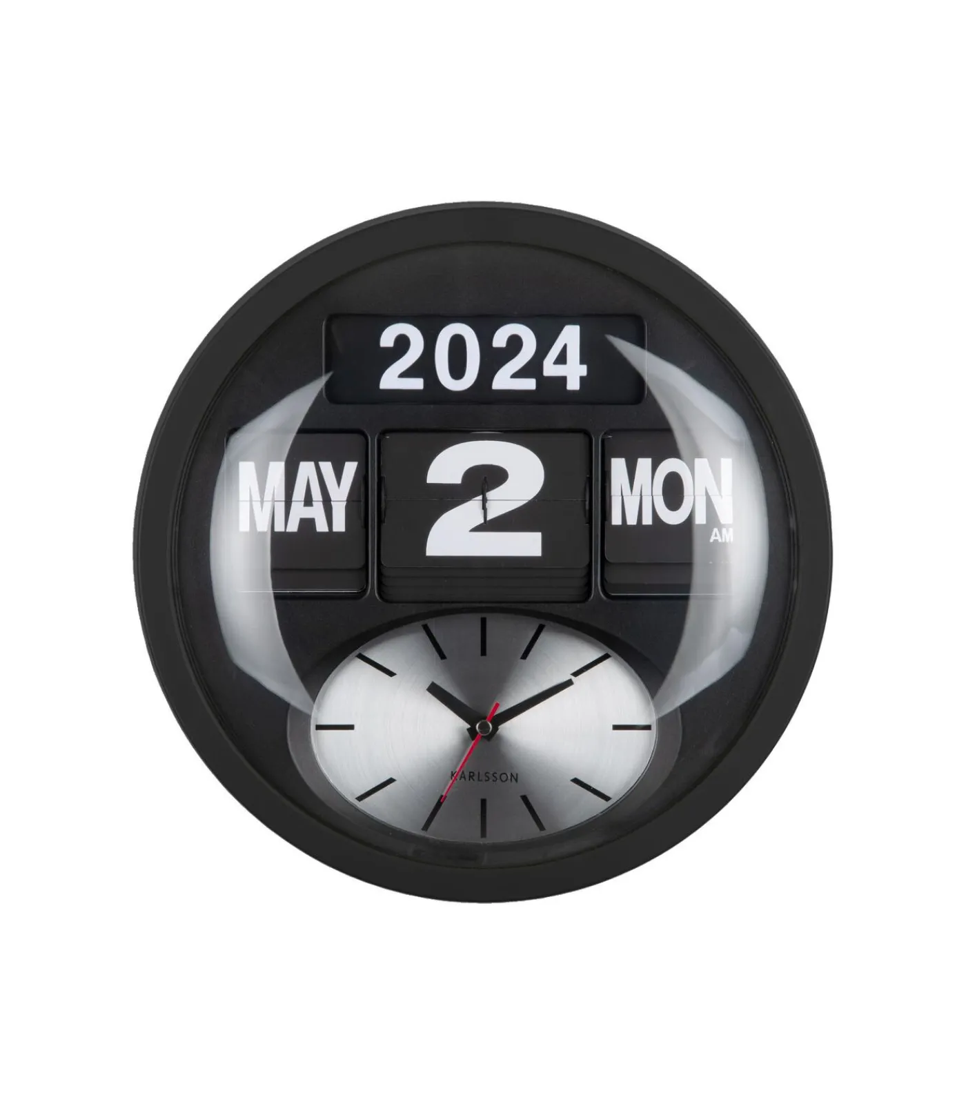 Karlsson Wandklok Round Flip - Mat zwart - 11x32.6x32.6cm
