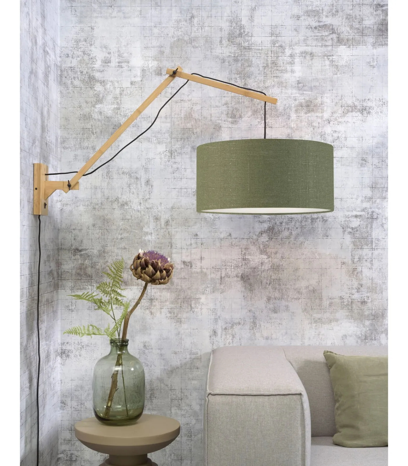 GOOD &MOJO Wandlamp Andes - Bamboe/Groen - 95x47x55cm