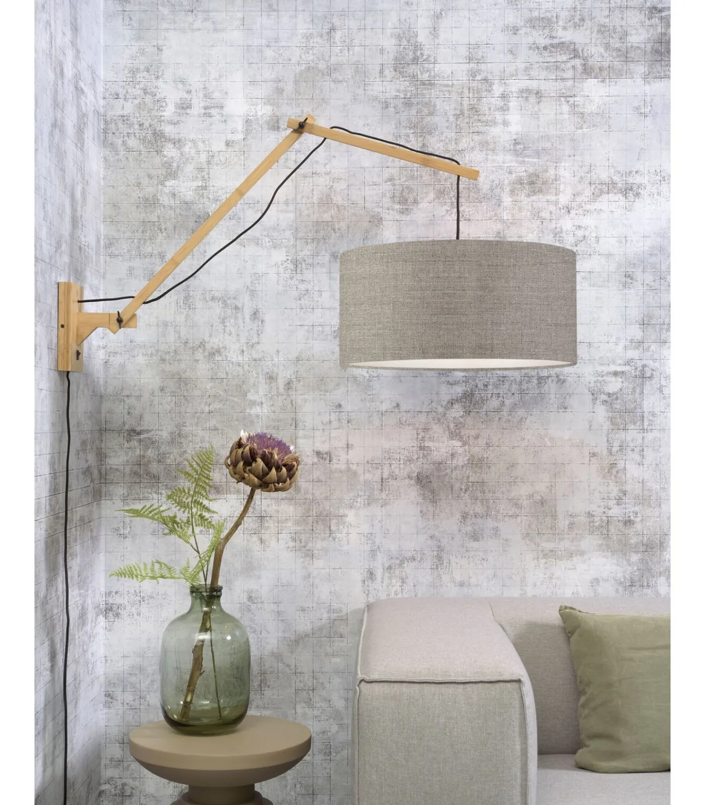 Best Wandlamp Andes - Bamboe/Taupe - 95x47x55cm Muurverlichting