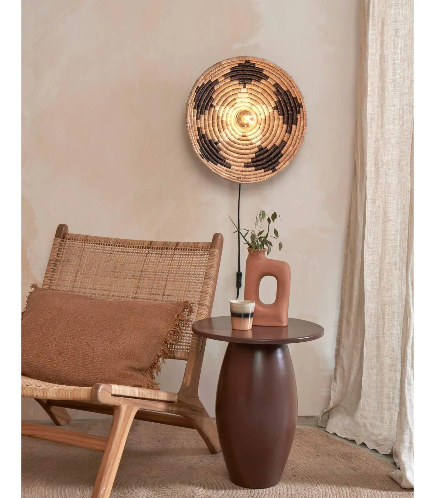 GOOD &MOJO Wandlamp Andros - Naturel/Zwart - Ø45cm