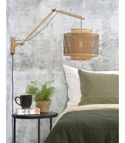 GOOD &MOJO Wandlamp Bhutan - Bamboe/Zwart - 90x40x55cm