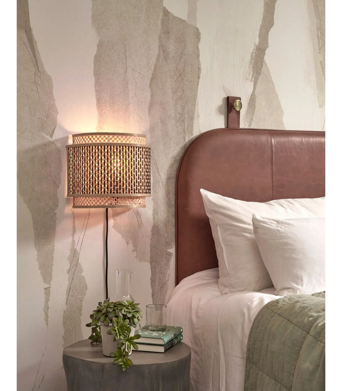 GOOD &MOJO Wandlamp Bhutan - Bamboe/Zwart - 32x16x27cm