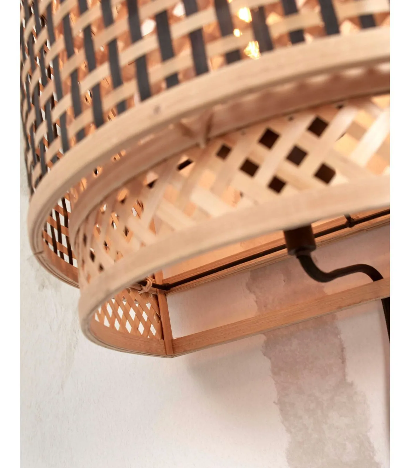 GOOD &MOJO Wandlamp Bhutan - Bamboe/Zwart - 32x16x27cm