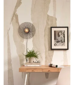 Outlet Wandlamp Cango - Bamboe Zwart - Ø40cm Muurverlichting