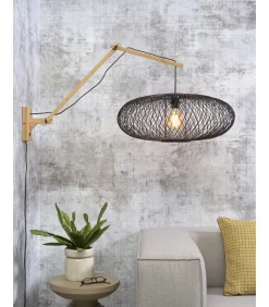 Outlet Wandlamp Cango - Bamboe/Zwart - 105x60x60cm Muurverlichting