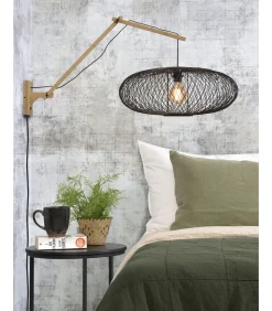 Outlet Wandlamp Cango - Bamboe/Zwart - 105x60x60cm Muurverlichting