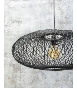 Outlet Wandlamp Cango - Bamboe/Zwart - 105x60x60cm Muurverlichting