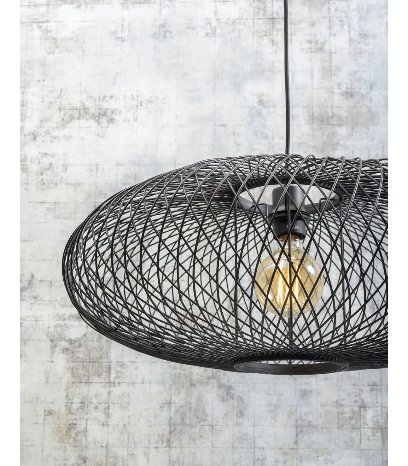 Outlet Wandlamp Cango - Bamboe/Zwart - 105x60x60cm Muurverlichting