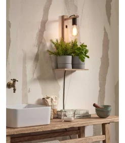 New Wandlamp Flores - Bamboe - 30x18x52cm Muurverlichting