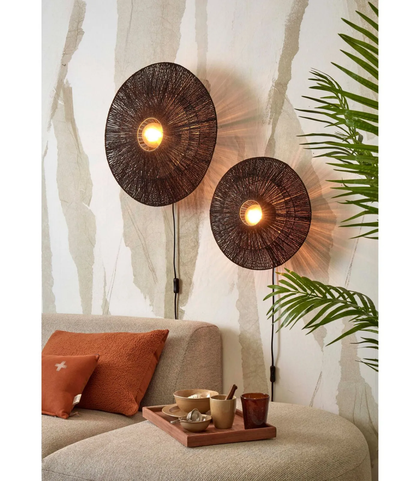 GOOD &MOJO Wandlamp Iguazu - Jute Zwart - Ø40cm