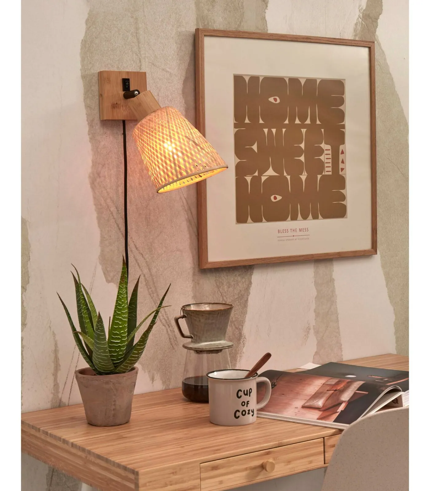 New Wandlamp Java - Bamboe - Ø15cm Muurverlichting