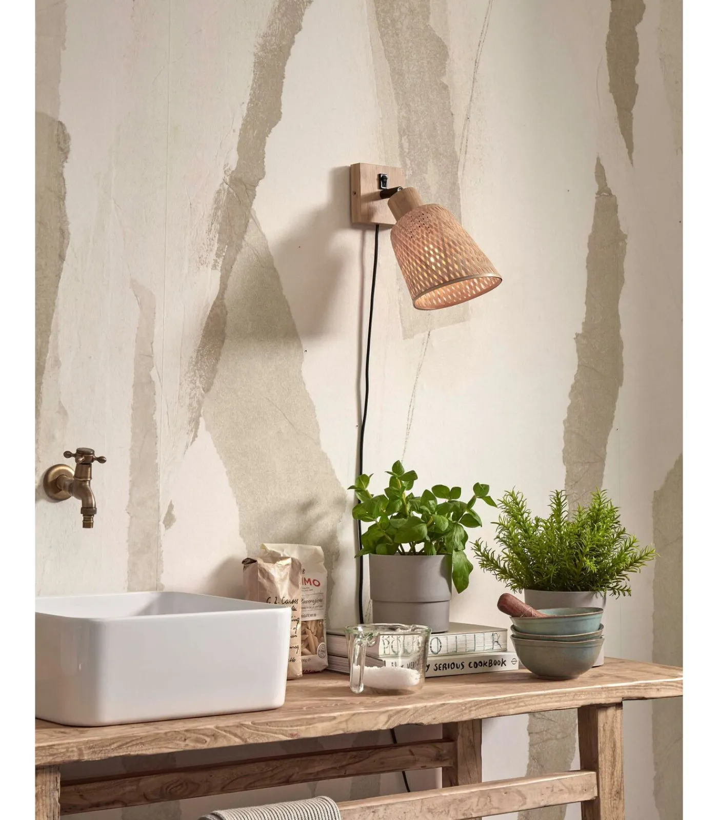 New Wandlamp Java - Bamboe - Ø15cm Muurverlichting