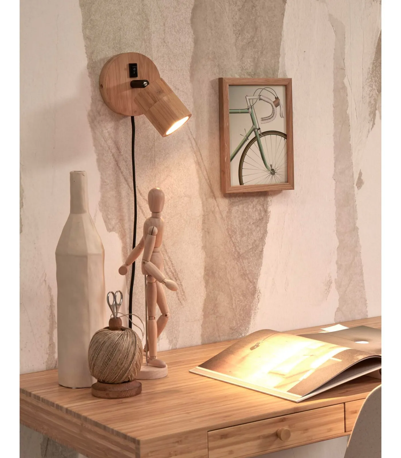 Discount Wandlamp Java - Bamboe - Ø12cm Muurverlichting