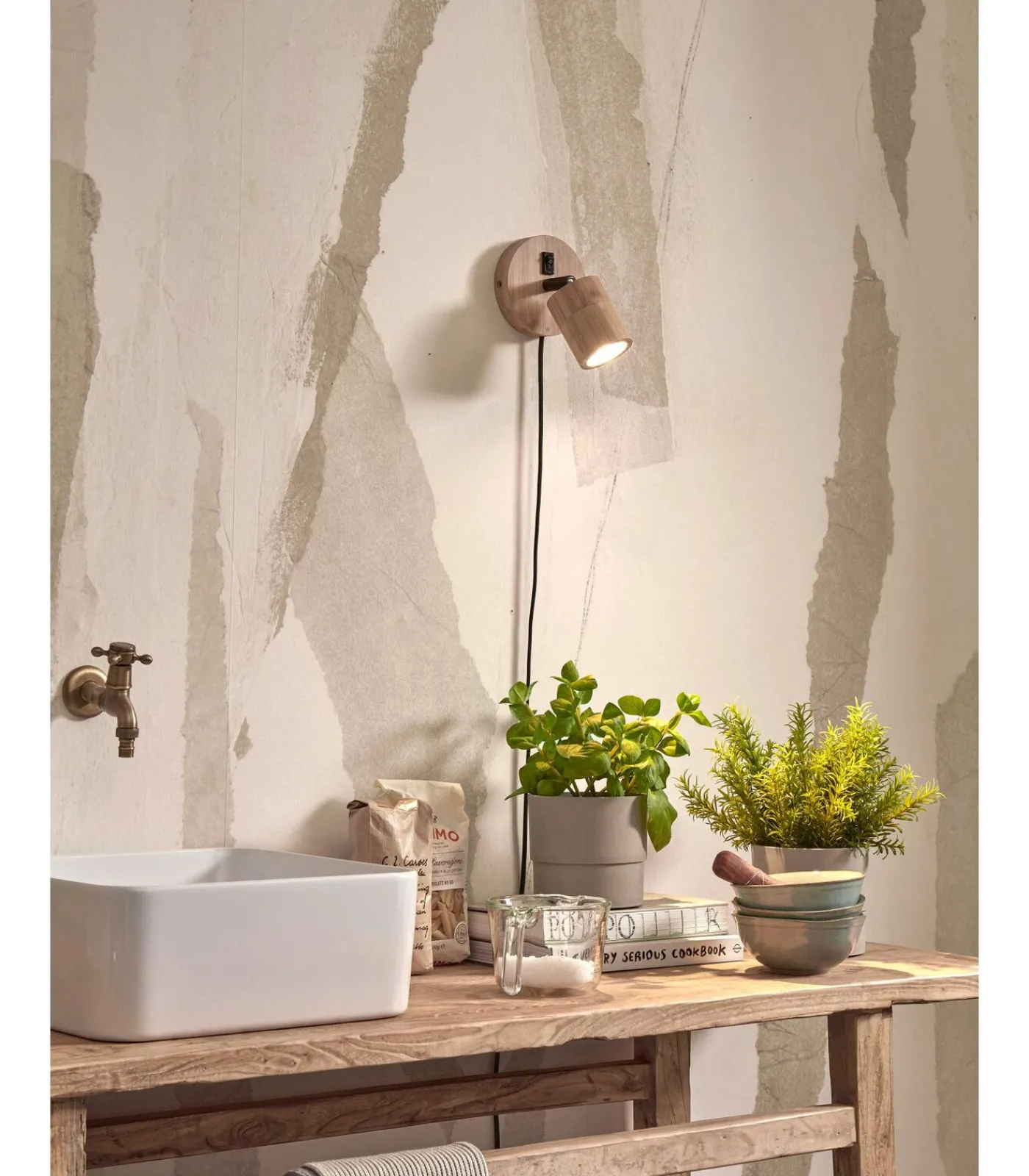 Discount Wandlamp Java - Bamboe - Ø12cm Muurverlichting